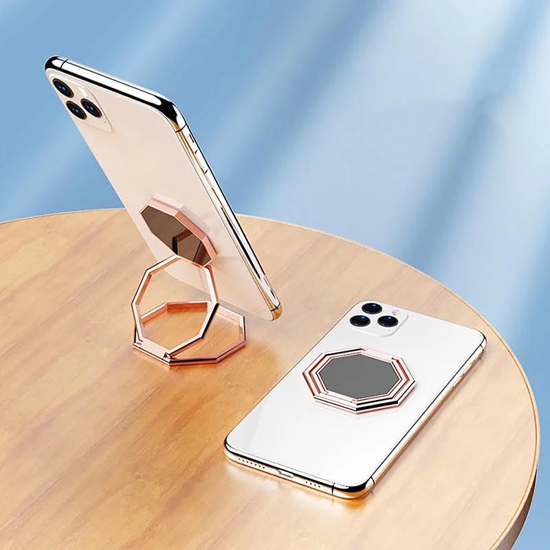 Metal Foldable Phone Holder 360 Degree Rotation Stand Double Finger Ring Round Cellphone Universal Portable Metal Kickstand
