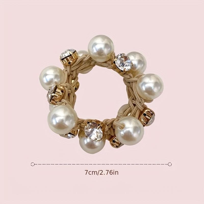 Simple And Elegant Faux Pearl Head Rope Hair Tie Elastic Band Ponytail Headband Hair Accessories