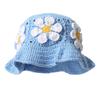 Women Plush Hat Bowler Hat Knitted Hat Breathable Handmade Crochet Vibrant Floral Pattern Cute Hollow Ruffles Colorful 56-58cm