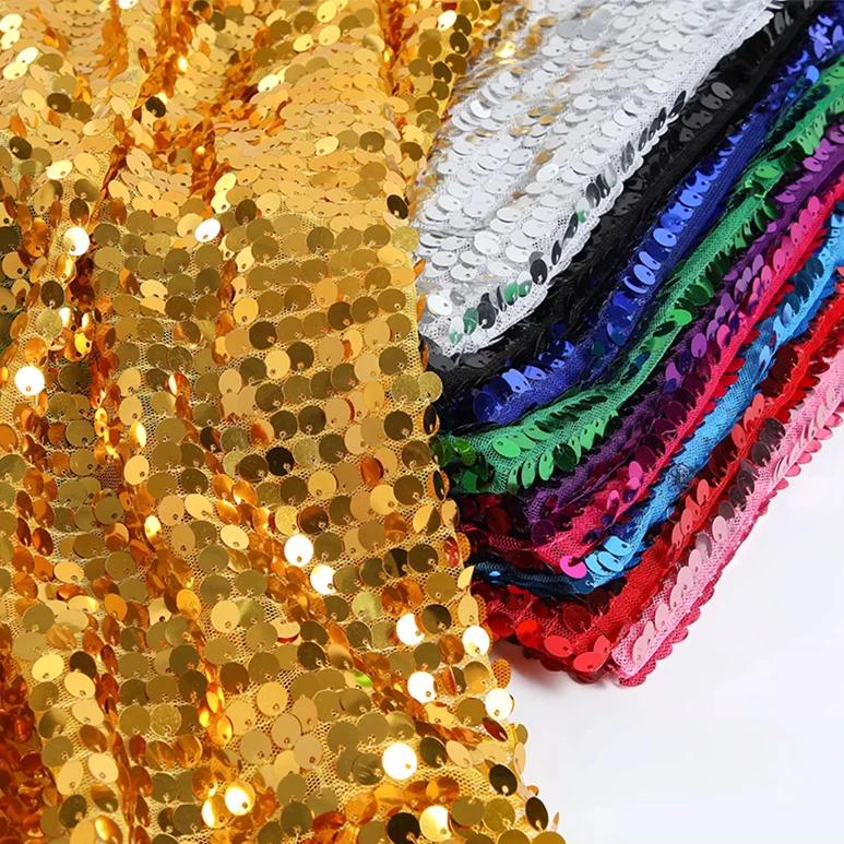 Wedding Stage Background Fabric Sequin Festival Party Decorative Fabrics for Costumes Performance Encrypt 9mm Glitter