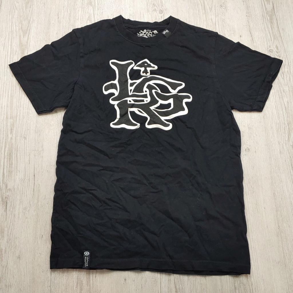 LRG Erdton Schwarz Grafik T-Shirt Herren Größe Klein Baumwolle Lässig Streetwear