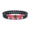 Fashion Men Bracelet Set 2Pcs 5 Types Of Stones Beaded Braslet Cubic Zirconia Charm Braclet Street Cool Riding Accessories Homme