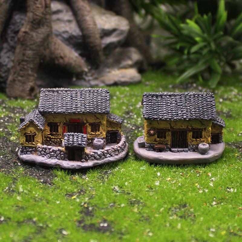 Village Resin House Miniature With Moss For Diy Landscape Art And Gifts Festive