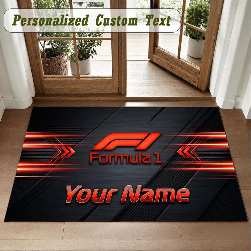Crystal Velvet Square Rug Custom NameF1 Pattern Non Slip Home Floor Decor Rug