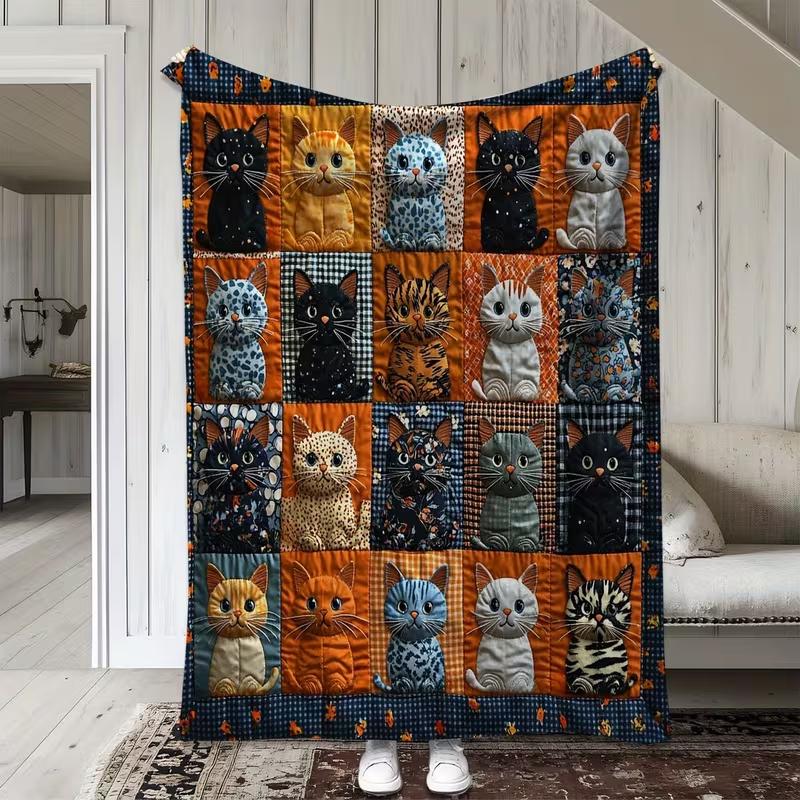 1pc Cat Blanket Soft and Comfortable Throw, Blanket for Adult Bedroom Living Room Sofa Camping Travel Blanket