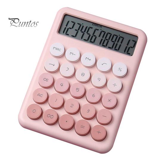 

Настільний калькулятор 12-значний великий РК-дисплей Імітація механічної клавіатури Дизайн великої кнопки Естетичний калькулятор рожевий