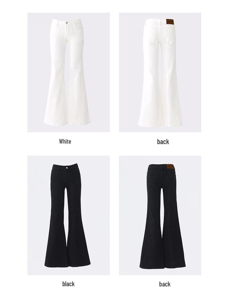 Spicy Girl Low-Waist Black Micro-Flare Jeans for Women - Spring/Autumn 2025 Slim-Fit Wide-Leg Versatile Pants