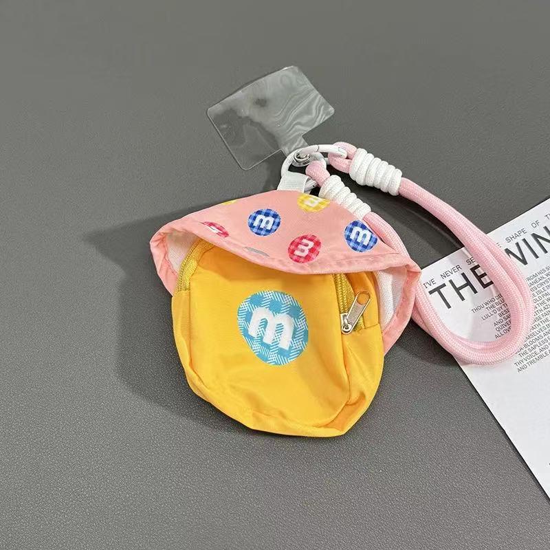 Trendy Colorful Soft Small Backpack with Coin Purse, Hand Strap & Contrasting Color Lanyard Pendant