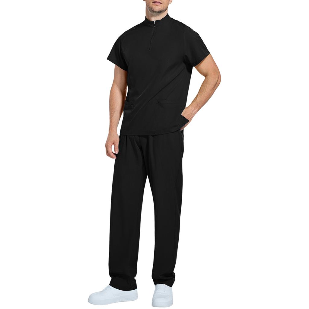 Men's Comfortable And Casual Solid Color Short Sleeved Pants Protective Suit Set