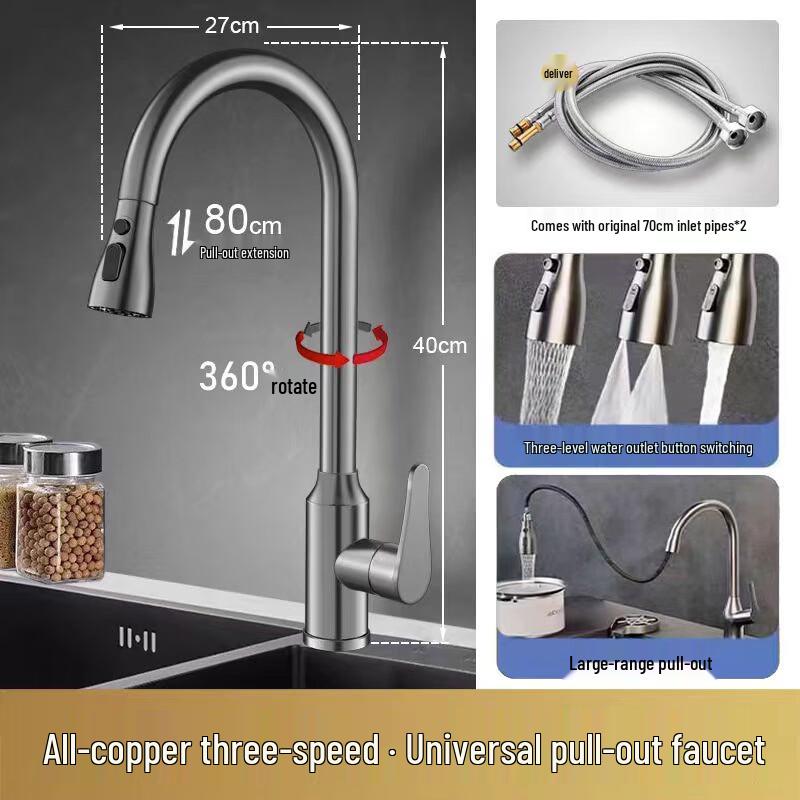 Oein Stainless Steel Pull-Out Kitchen Faucet
