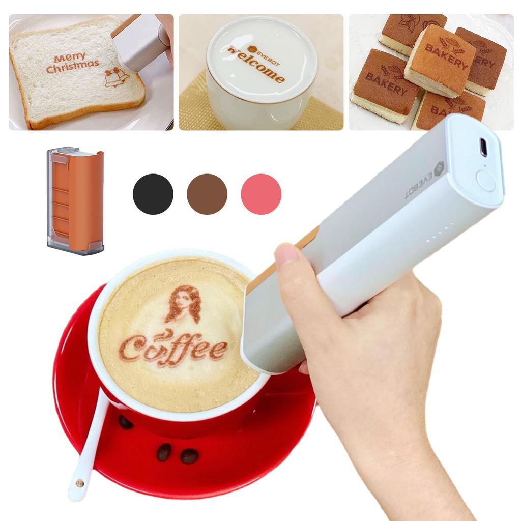 Portable Food Printer, Mini Coffee Latte Art Inkjet for DIY Patterns, Wireless BT Design for Restaurants