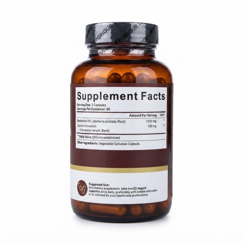 Daily Berberine+ with Ceylon Cinnamon (1200mg) | 120 Vegetable Capsules