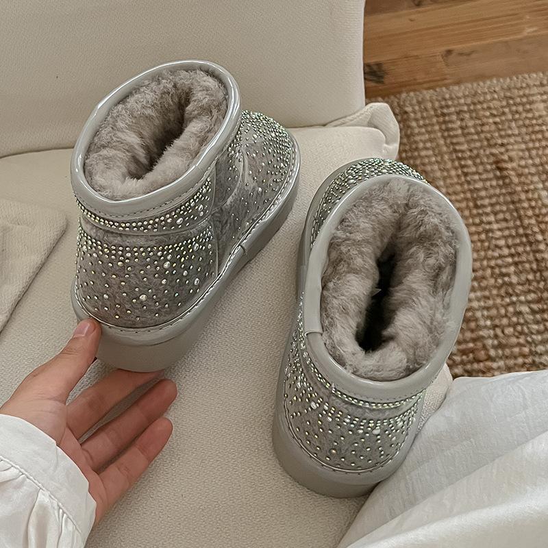 High-quality Girls Shoes  Winter  Style Kids Rhinestone Snow Boots Comfort Anti Slip Girls' Ankle Boots Zapatos