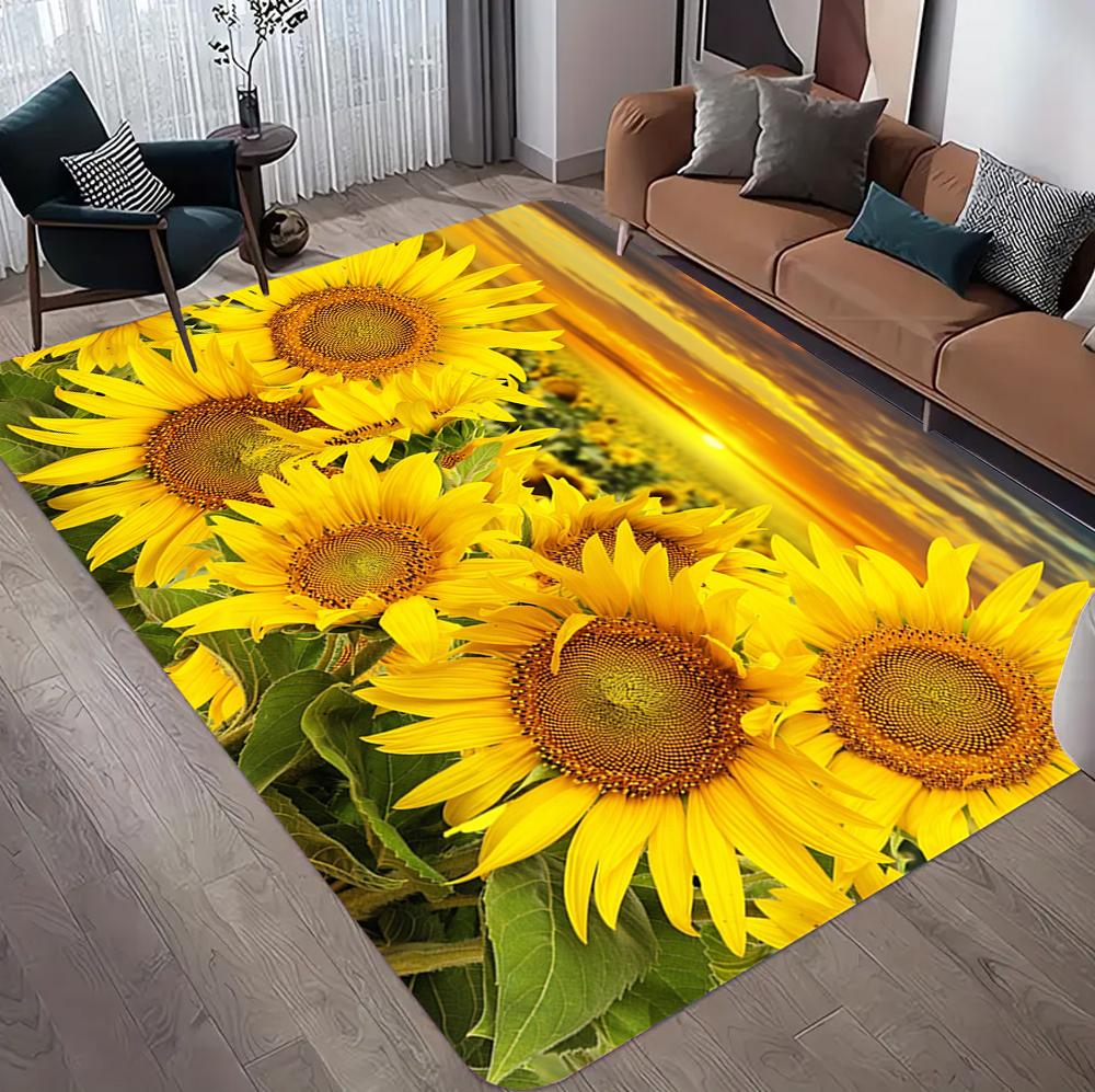 

Vibrant Sunflower Design Area Rug for Living Room Rustic Home Decor Carpet Soft Floor Mat Bedroom Dining Room Home Decoration 50x80cm
