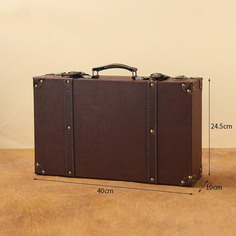 Coffre de Rangement en Bois Marron Vintage Valise Décorative Compacte Boîte Antique Décoration de Fête Solution de Rangement Domestique de Collection