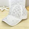 Shiny Rhinestone Lace Flower Baseball Cap Hollow Out Breathable Adjustable Ladies Spring Summer Hats