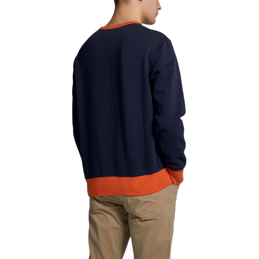 Polo Ralph Lauren Logo Naszywka z Haftem Głowa Wilka Okrągły Dekolt Luźna Bluza Męska bluza Niebieska 710791603-001