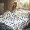 Blue Fish School Cream Flannel Blanket Perfect for Sofa Office Bed Travel Sleep Read Relax Camping Four Season Use
