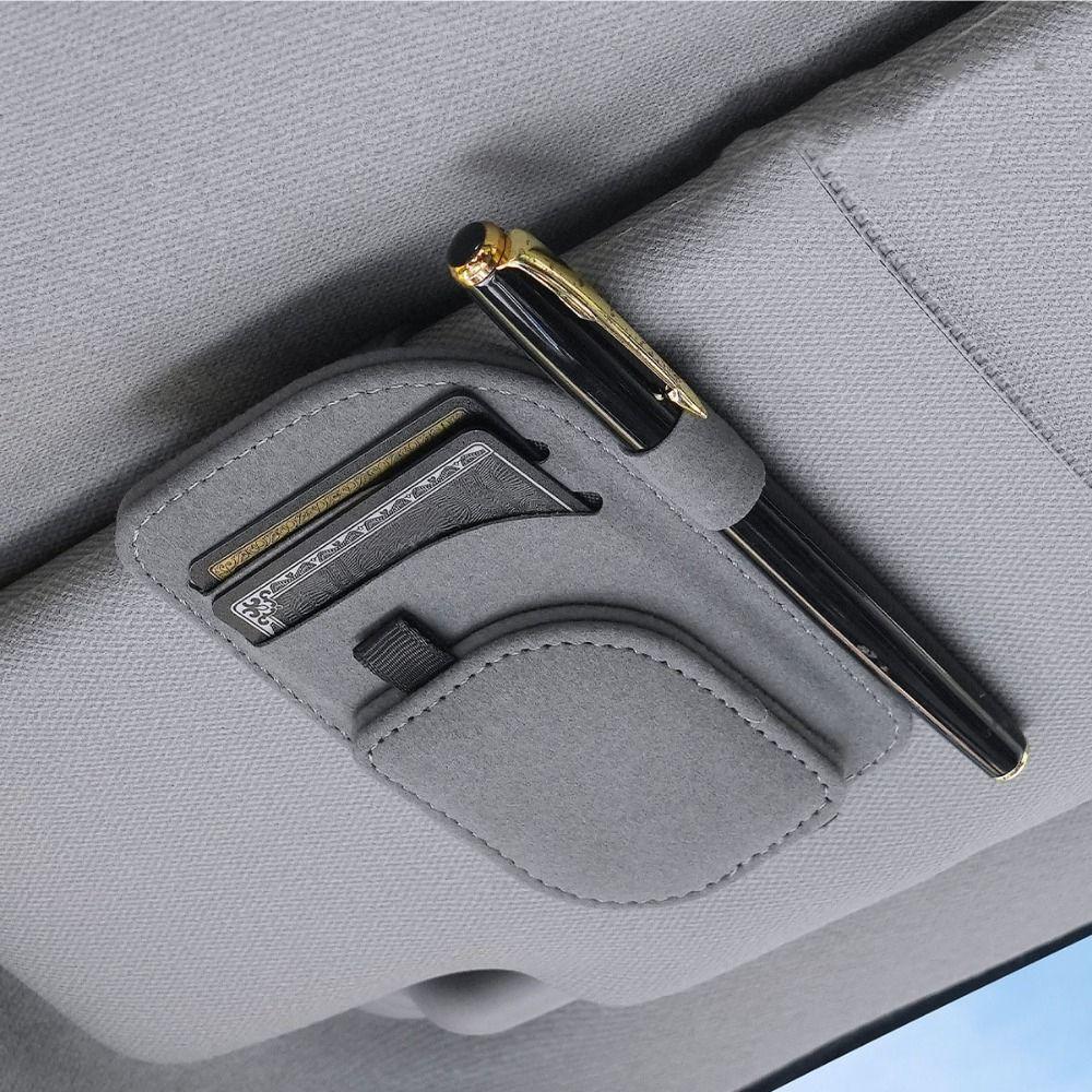 Magnetic Clip Magnetic Car Eyeglass Clips PU Leather Sunglasses Storage Case Auto Accessories