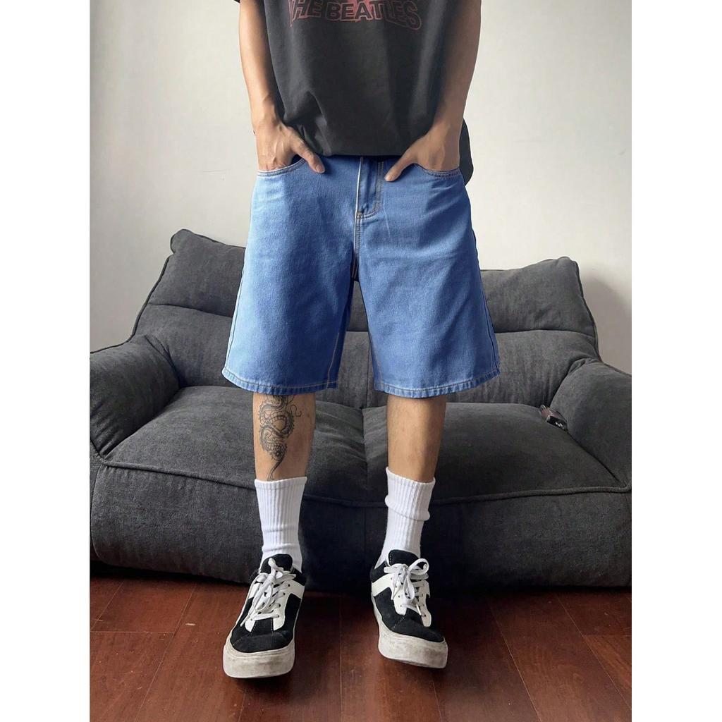 Summer Trend Niche Retro Denim Shorts Men's Loose Casual Trendy Brand Five Quarter Pants