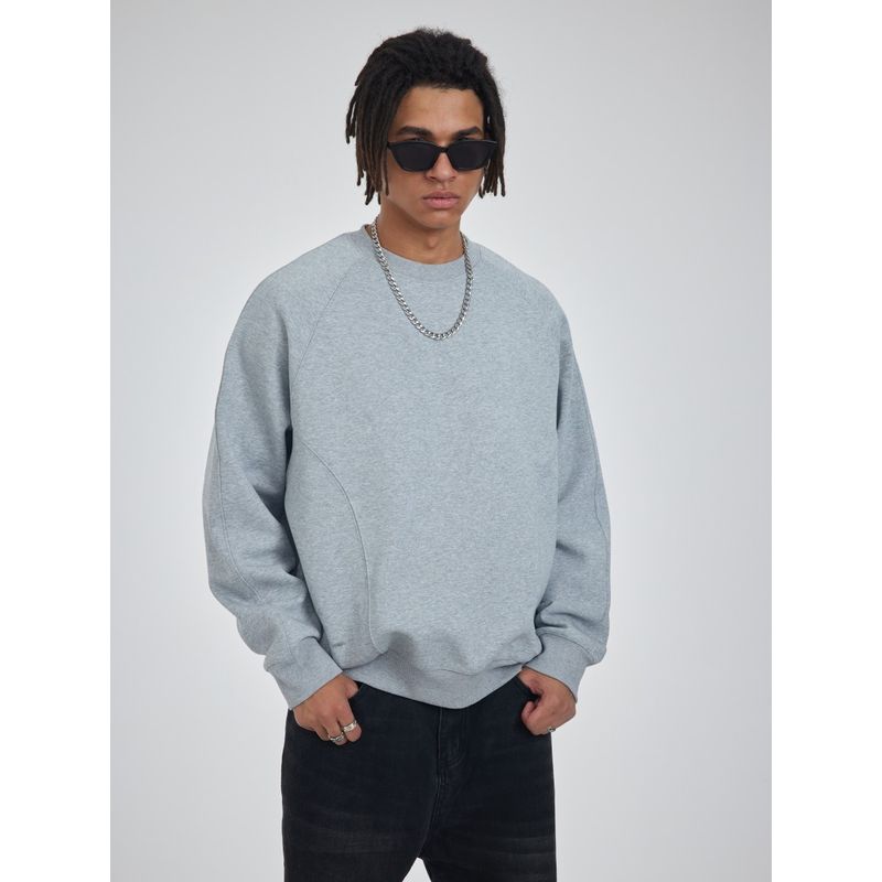 Cleanfit American-Style Heavyweight 500g Air Layer Fleece-Lined Crew Neck Warm Base Layer Pullover Boxy Sweatshirt for Men Trendy