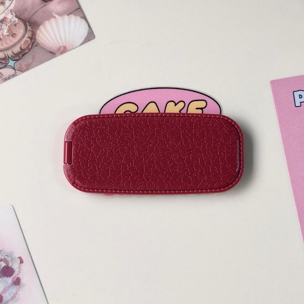 Autumn/Winter Faux Leather Folding Makeup Mirror & Phone Holder - Fashionable Adhesive Dual-Use Mirror (Horizontal/Vertical)