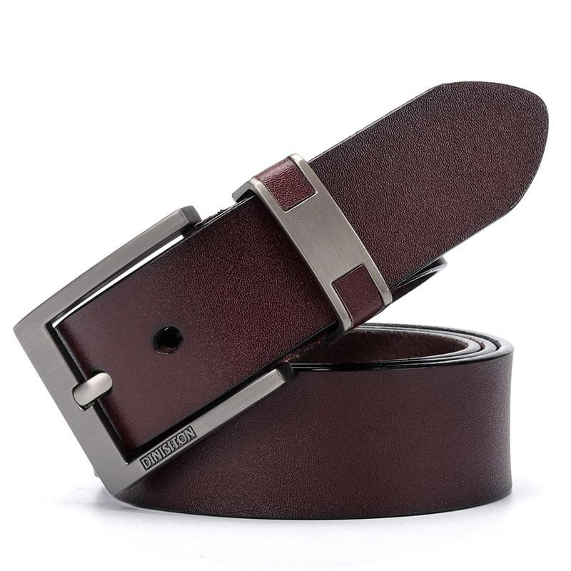 Retro Two-layer Cowhide Leather Belt With Alloy Pin Buckle In Various Colors And Lengths
