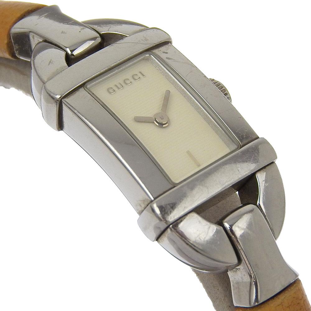GUCCI Watches 6800L whiteDial Stainless Steel/Bamboo Quartz Analog display Women Used
