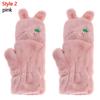 Winter Cute Cat Soft Plush Thick Warm Mittens Faux Rabbit Hair Gloves Half Finger