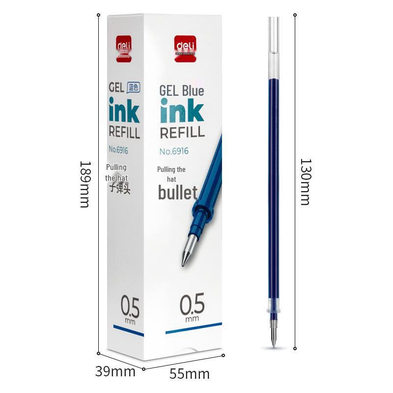 

Deli 6916 Gel Pen Refills: Black, Red, Blue, 0.5mm Bullet Tip 0.5mm [20 pieces/box]