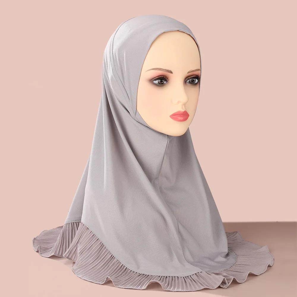 Muslim Women One Piece Amira Hijab Middle Eastern Turban Ruffles Headscarf Ethnic Pullover Headscarf Malay Full Cover Hat Mujer