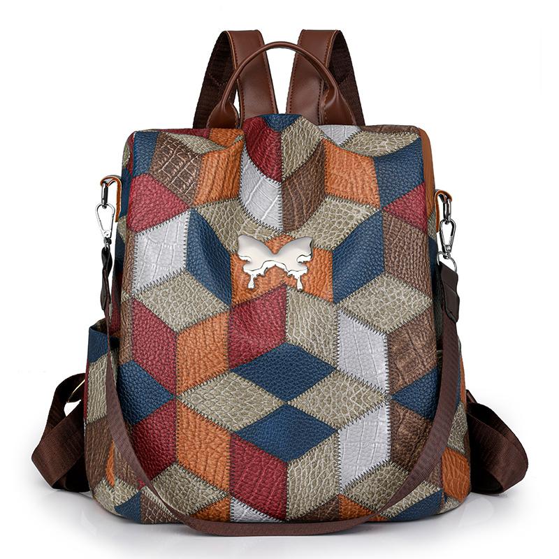 

Новый рюкзак женский для отдыха PU маленький сращивающийся досуг цветная сумка через плечо рюкзак женский школьный рюкзак дорожная сумка