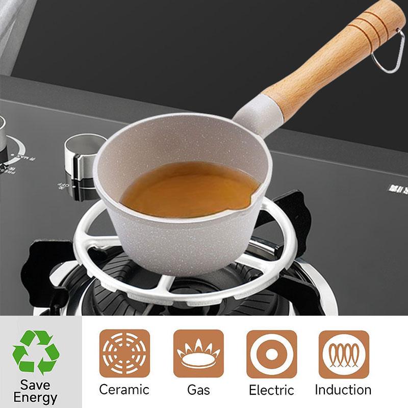 Nonstick Mini Sauce Pan Small Soup Pot Milk Pan Wooden Handle Hot Oil Pan Butter Melting Pot Cooking Saucepan with Pour Spout