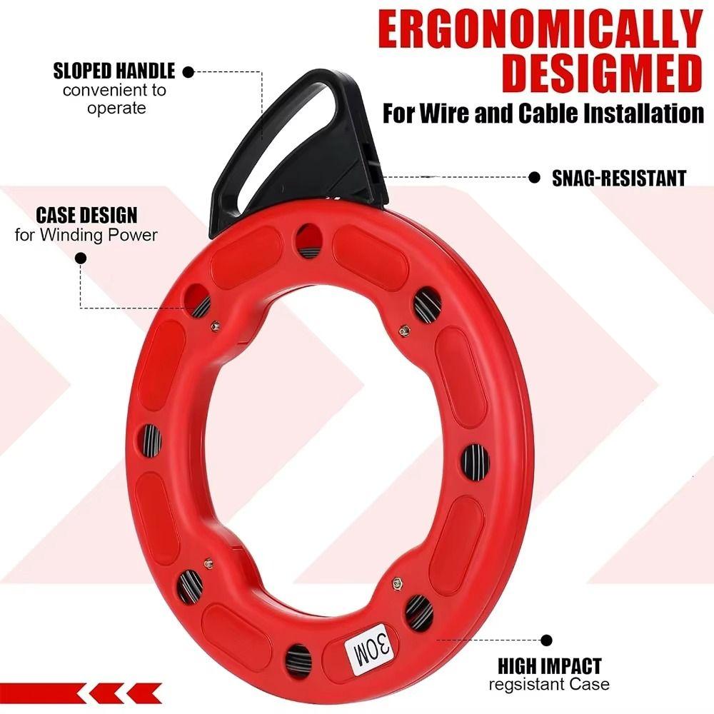 30 Meters Electrician Wire Cable Threading Device Red Electrician Cable Puller  Construction Sites