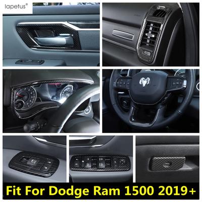 Handle Bowl / Window Lift / Dashboard Frame / Steering Wheel Cover Trim Carbon Fiber Accessories For Dodge Ram 1500  - 2025