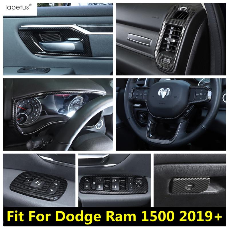 Handle Bowl / Window Lift / Dashboard Frame / Steering Wheel Cover Trim Carbon Fiber Accessories For Dodge Ram 1500  - 2025