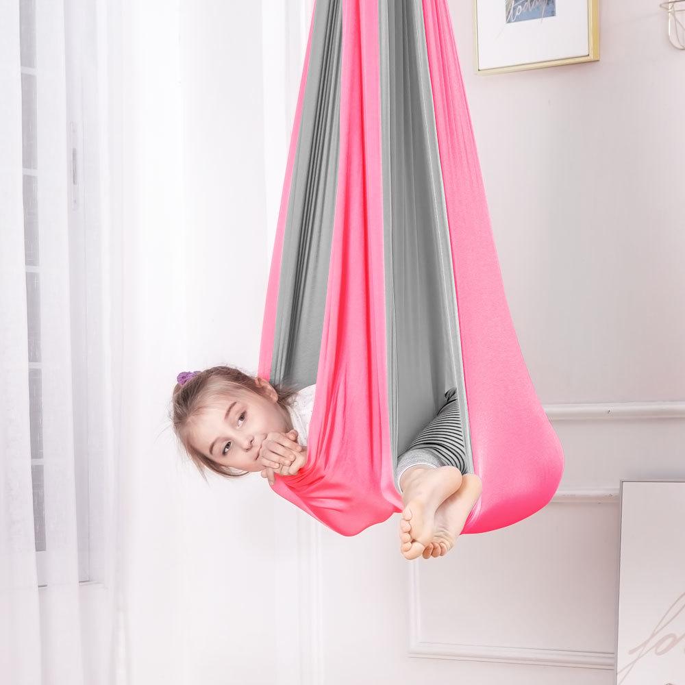 Children's Double-Layer Stretchy Hammock Swing for Indoor/Outdoor Sensory Yoga (230*150)
