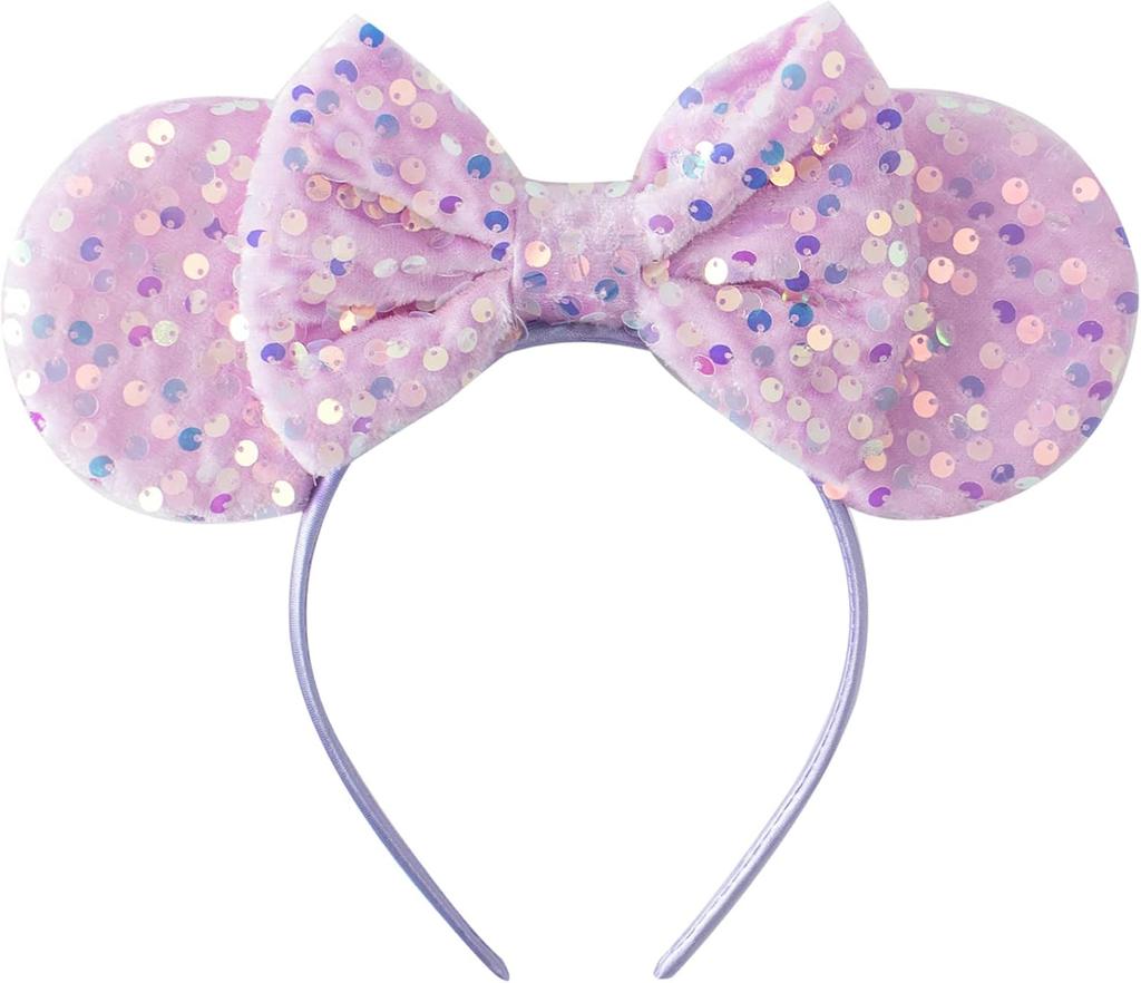 Cekinowa opaska z uszami myszki z brokatową kokardą Kostiumy cosplay Dekoracje na przyjęcie księżniczki dla dziewczynek kobiet