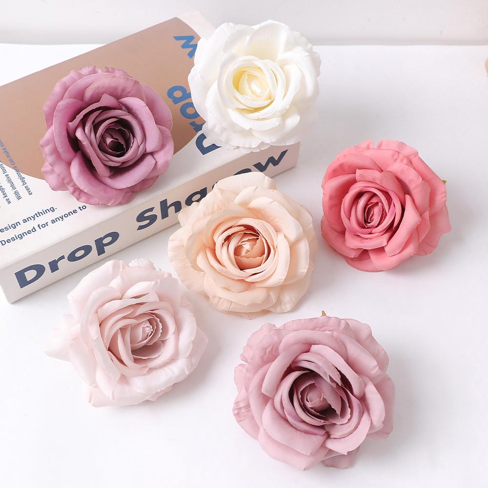 2/5Pcs 10cm Artificial Rose Silk Flower Heads Simulated Flower Home Room Decoration Wedding Decoration DIY Wreath Accessories