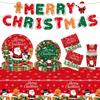 Santa Claus Party Snowman Disposable Paper Plates, Paper Cups, Tablecloths, Festive Theme Scene Supplies