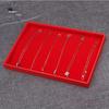 Red Jewelry Display Tray for Rings, Necklaces, Bracelets, and Earrings