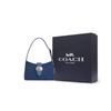 Coach Eliza Signature 24 Logo Denim And Smooth Leather Tote Shoulder Bag Medium Women bags Blue Silver Indigo CAK45-SVIN