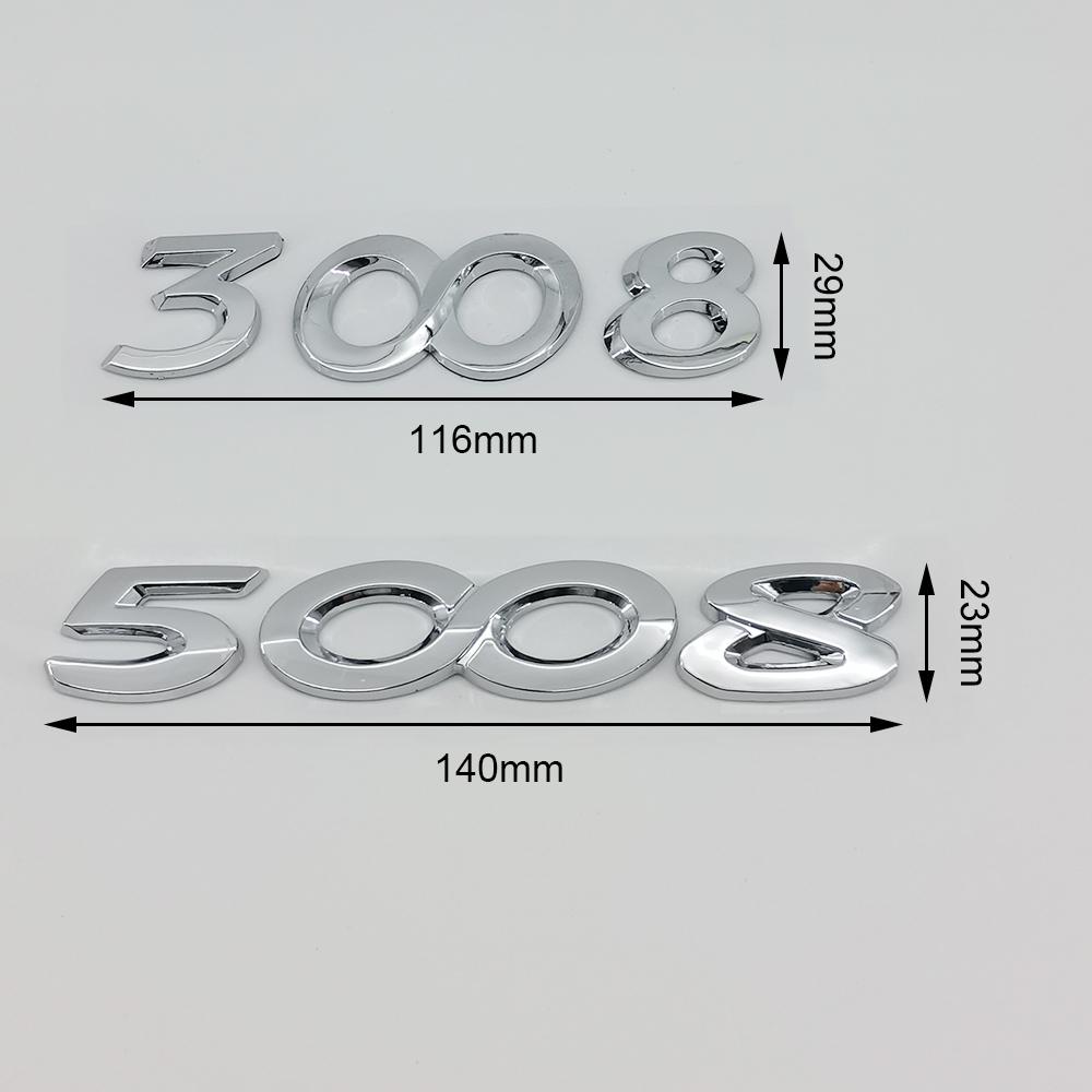 Autocollants de Voiture ABS 3D Lettres Logo Noir Chrome 2008 3008 4008 5008 Emblème Badge Pour Peugeot Autocollant Décalcomanie Coffre Arrière Accessoires