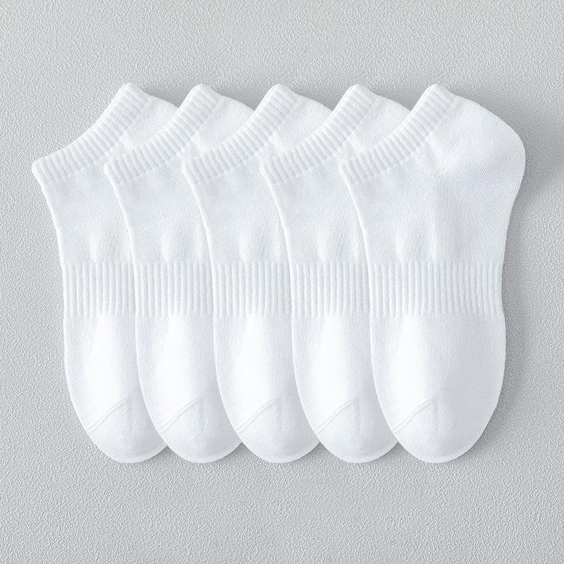 

5 пар 100% хлопок летние мужские носки-лодочки черно-белые однотонные впитывающие женские антизапаховые дышащие низкие спортивные носки EU38-45(US 6-12)