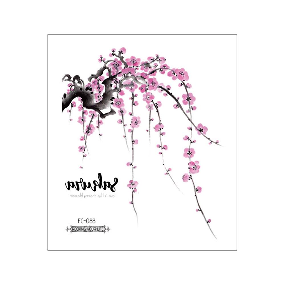 Waterproof Cherry Blossom Tattoo Sticker - Elegant Small Fresh Flower Design for Arm or Collarbone