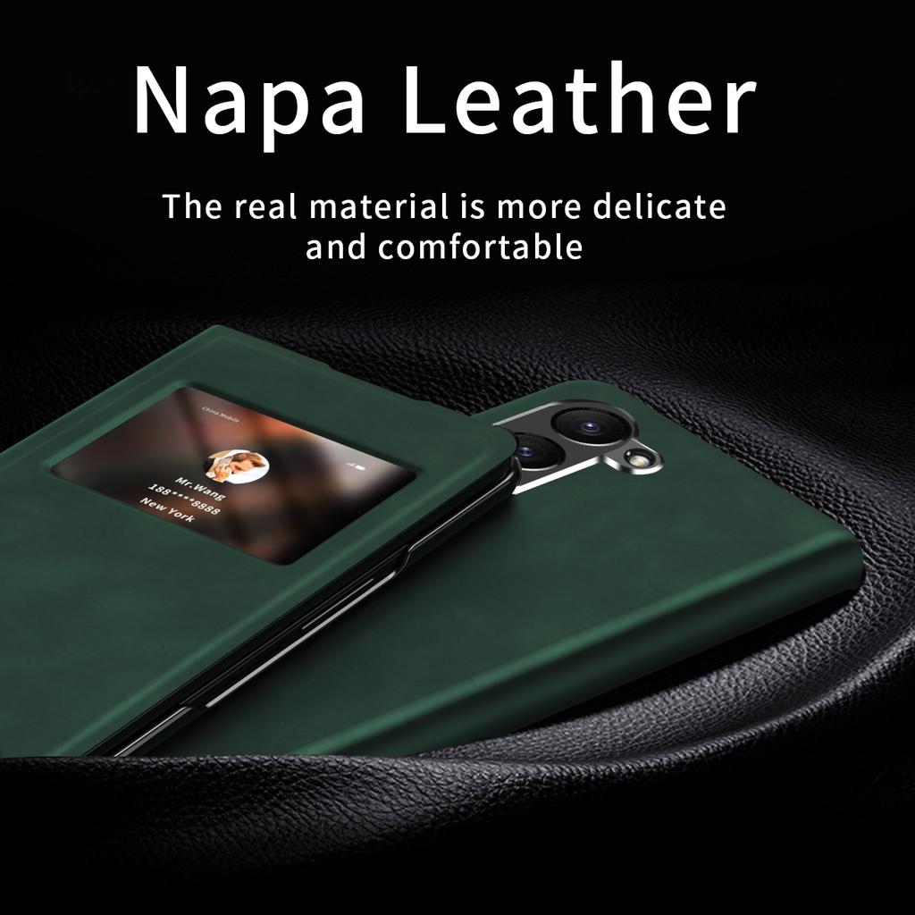 Business PU Leather Window Preview Phone Cover for Samsung Galaxy Z Fold 6 5 4 3 2 Case Hidden Bracket Foldable Holder Stand