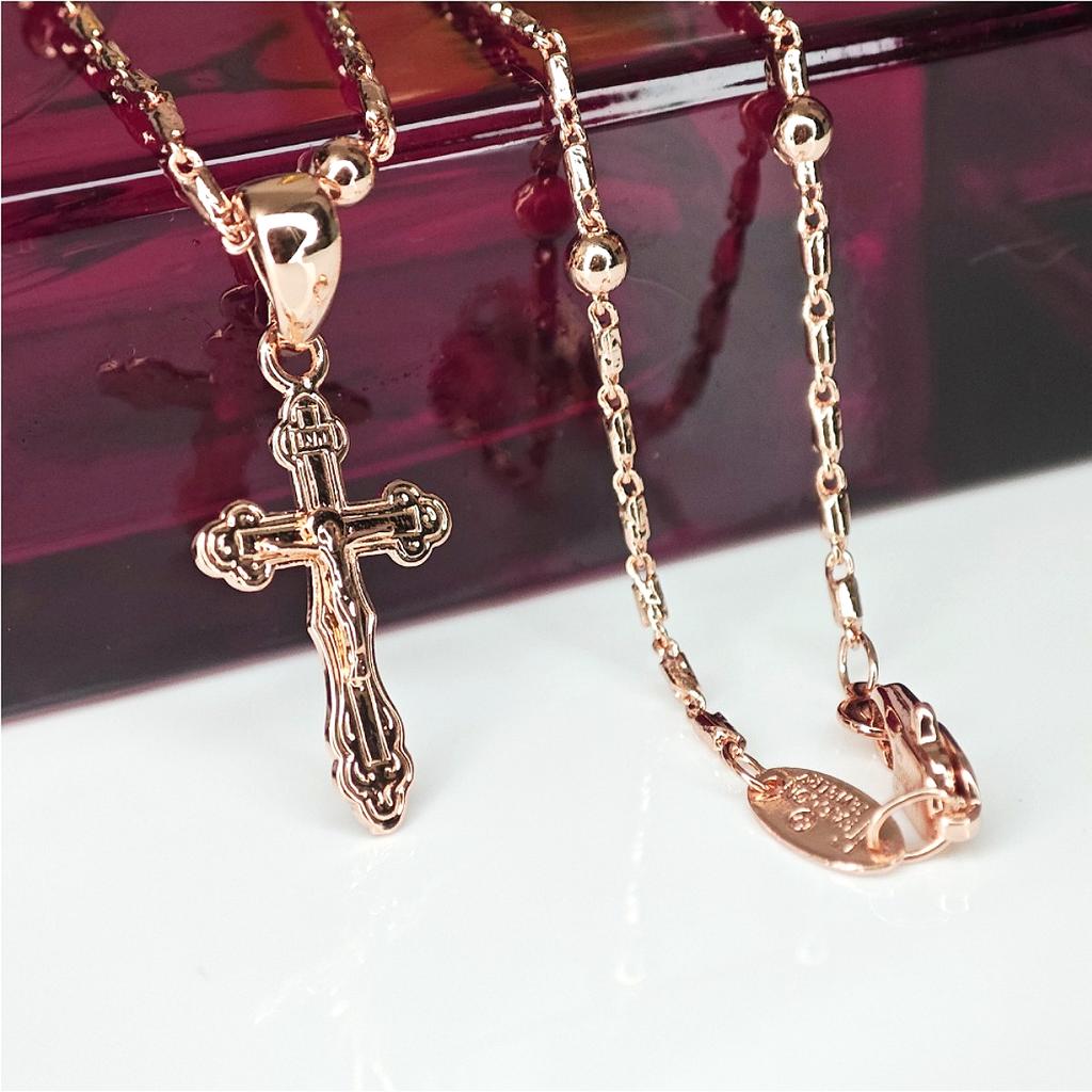 Roségoldene Italienische Handwerkskunst Exquisite Kleine Kreuz Halskette Schmuck Geschenk für Frauen