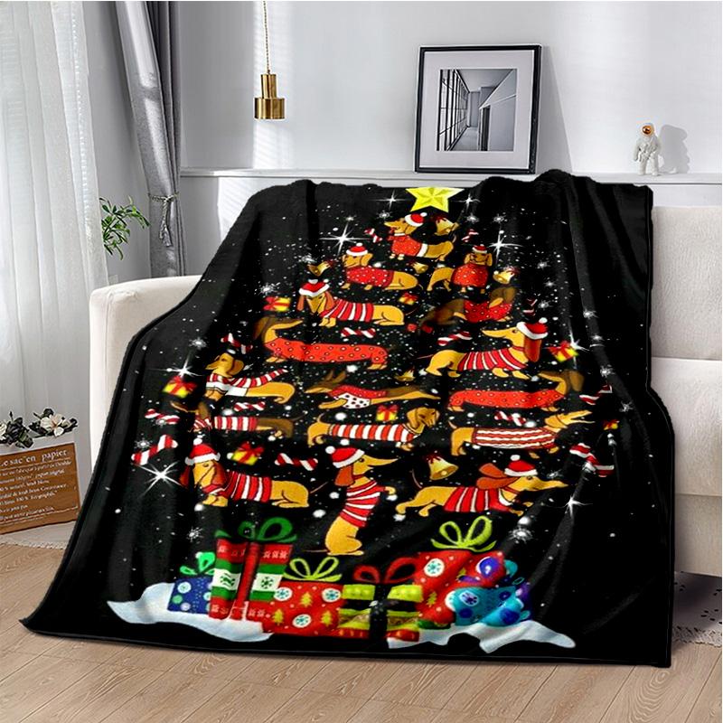 Dachshund Blanket Cute Black and Red Paws Printed Soft Flannel Blanket Warm Cozy Blanket for Teens Adults Kids