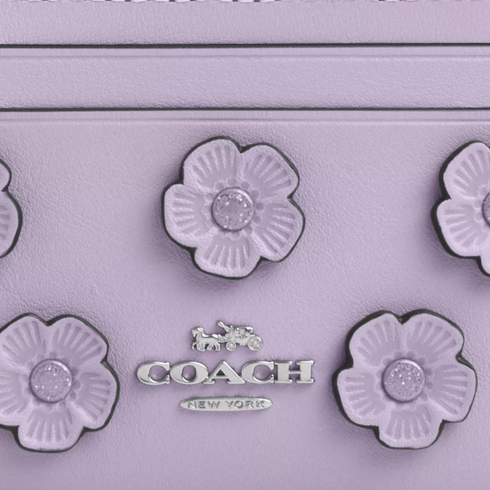 New COACH Skinny Id Case Smooth Leather Card Holder Mini Women's Light Purple CAT65-SVLL