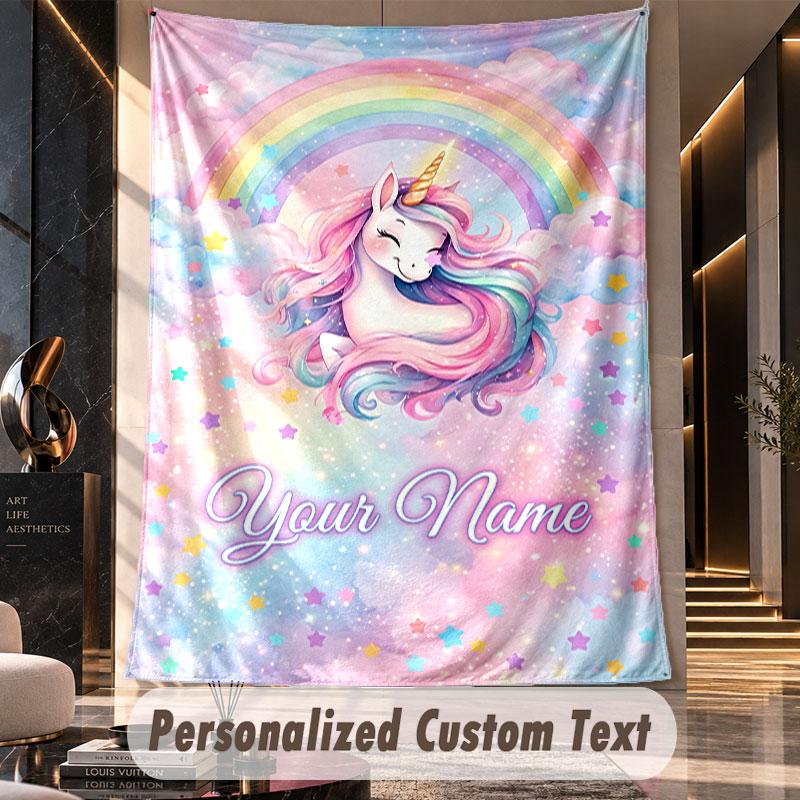Unicorn (275) Theme Custom Tapestry Personalized Custom Name Text Wall Hanging Tapestry Home Decor Background Cloth